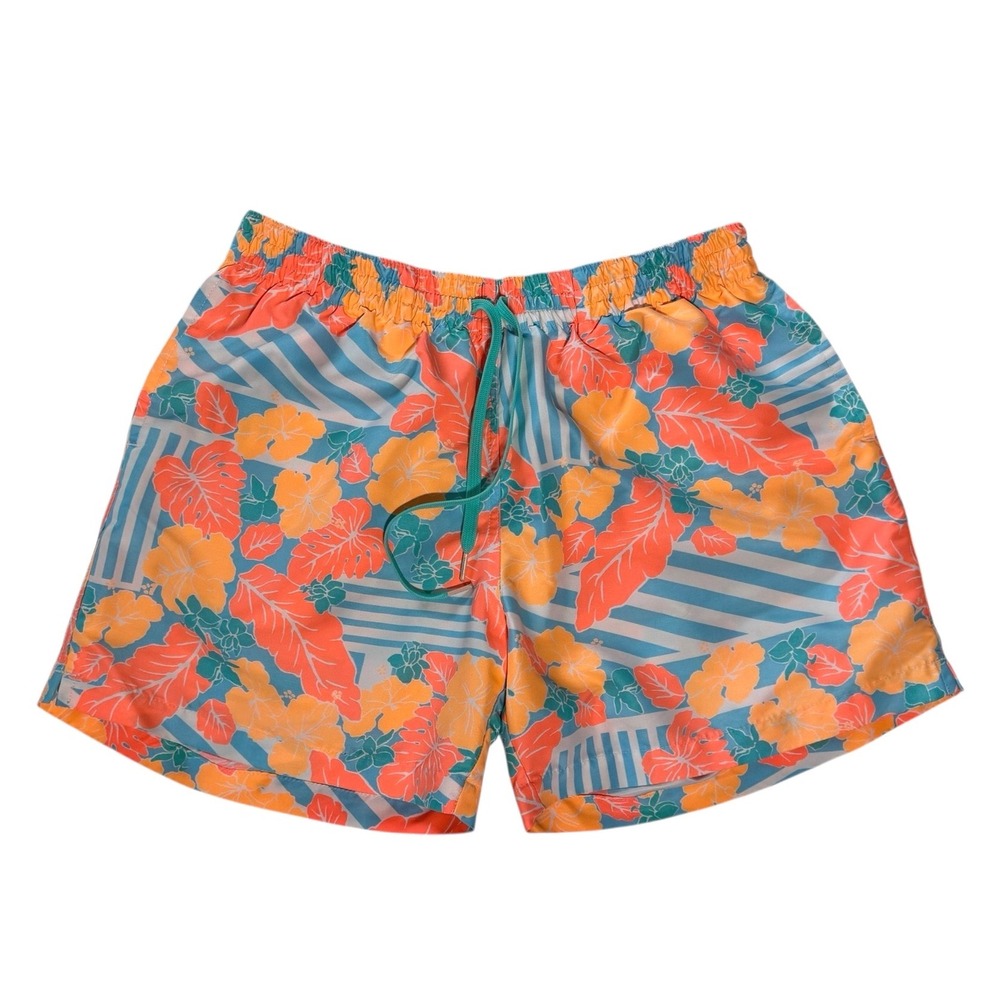 Chubbies Men's Size L Swim Trunks Shorts‎ Floral Print Elastic Waist Drawstring